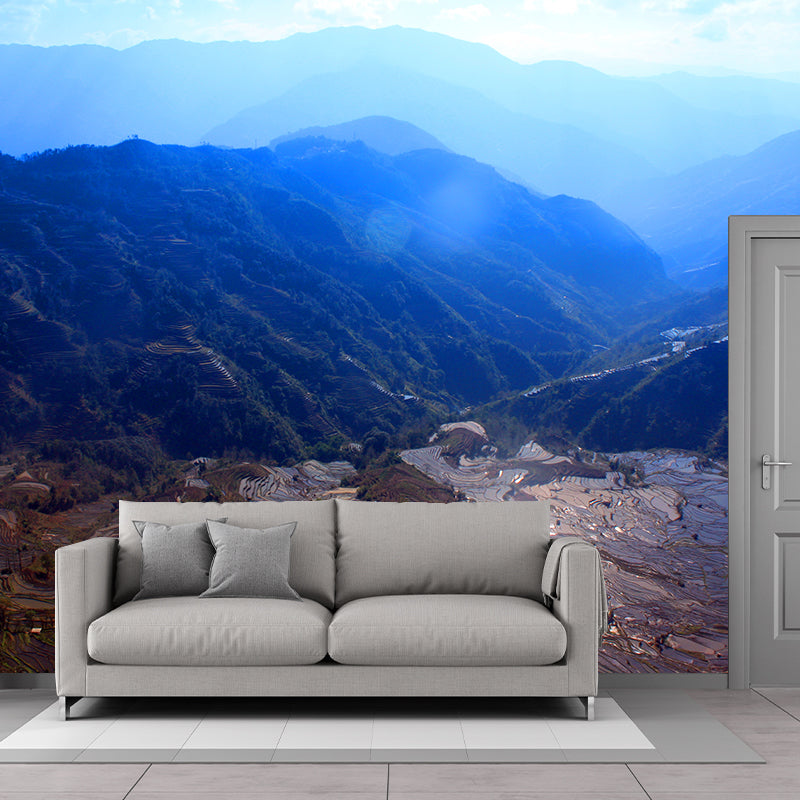 Nature Scenery Mountain Mural Decal Modern Smooth Wall Covering for House Interior Blue Clearhalo 'Wall Decor' 'Wall Mural' 1957001