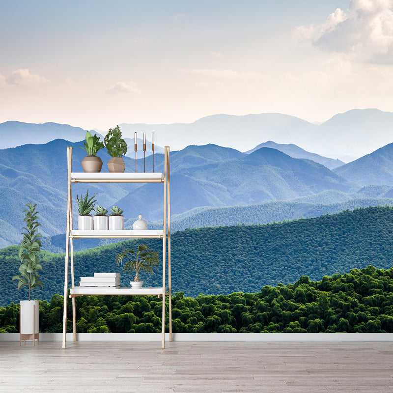 Dark Color Mountain Scenery Mural Stain Resistant Wall Decor for Bedroom, Custom Size White Clearhalo 'Wall Decor' 'Wall Mural' 1957011