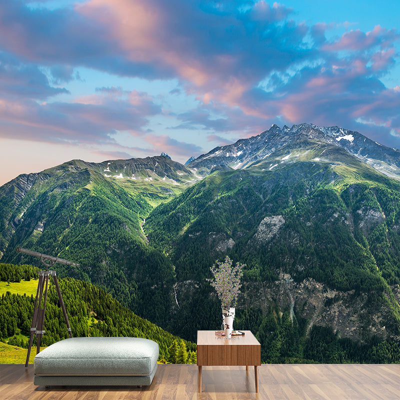 Dark Color Mountain Scenery Mural Stain Resistant Wall Decor for Bedroom, Custom Size Clearhalo 'Wall Decor' 'Wall Mural' 1957018