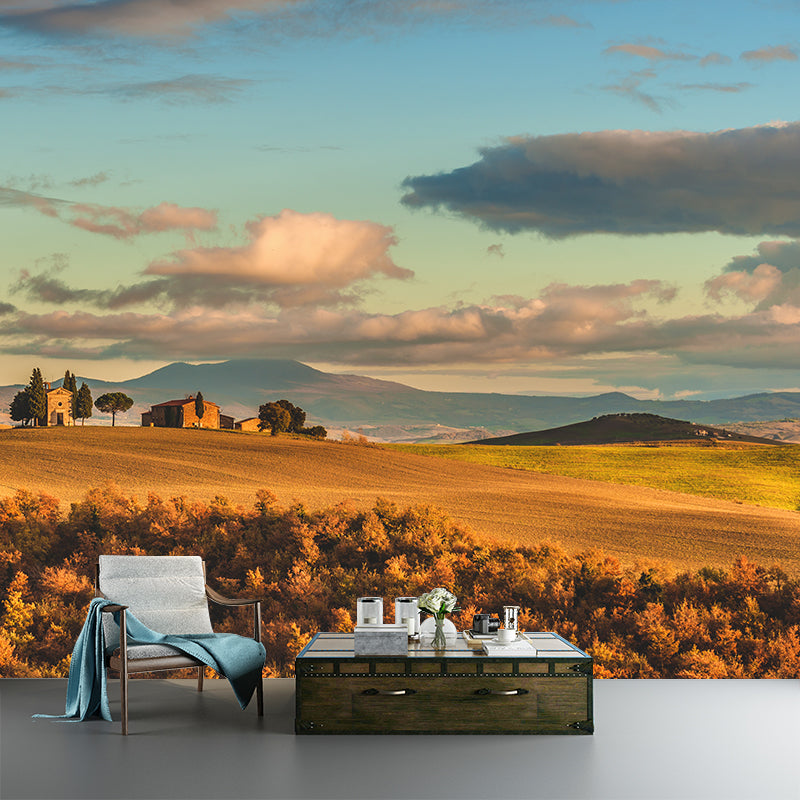 Dark Color Mountain Scenery Mural Stain Resistant Wall Decor for Bedroom, Custom Size Brown Clearhalo 'Wall Decor' 'Wall Mural' 1957026