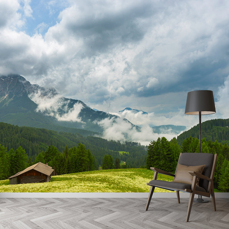 Photo Mountain View Wall Mural Decal Huge Wall Art for Sitting Room, Made to Measure White Clearhalo 'Wall Decor' 'Wall Mural' 1957031