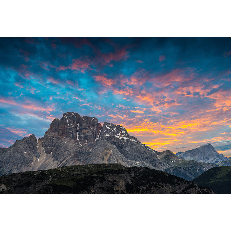 Mountain with Cloud View Mural Contemporary Washable Family Room Wall Covering, Custom Print Clearhalo 'Wall Decor' 'Wall Mural' 1957064