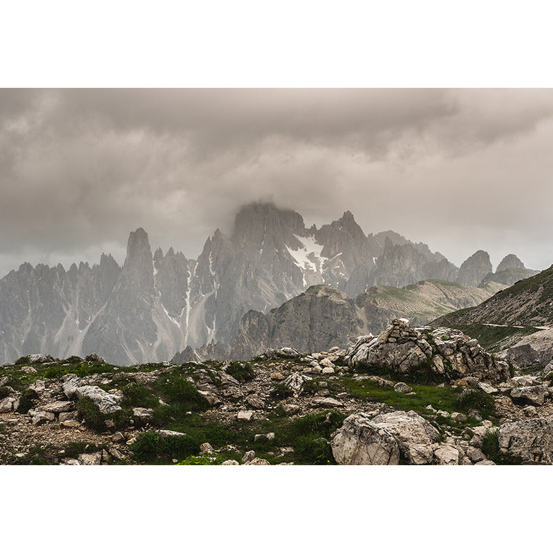 Mountain with Cloud View Mural Contemporary Washable Family Room Wall Covering, Custom Print Clearhalo 'Wall Decor' 'Wall Mural' 1957074