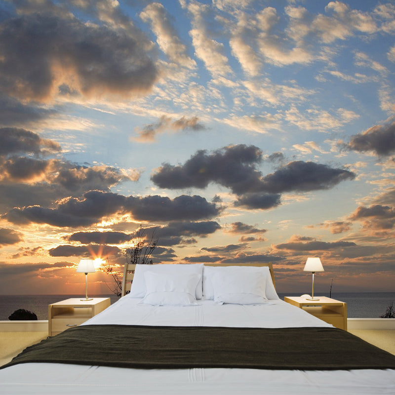 Modern Scenery Evening Clouds Mural Pastel Color Water-Proof Wall Art for Bedroom Clearhalo 'Wall Decor' 'Wall Mural' 1957108