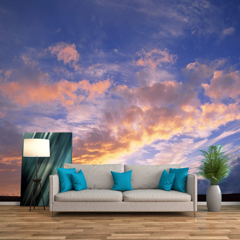 Modern Scenery Evening Clouds Mural Pastel Color Water-Proof Wall Art for Bedroom Purple Clearhalo 'Wall Decor' 'Wall Mural' 1957111