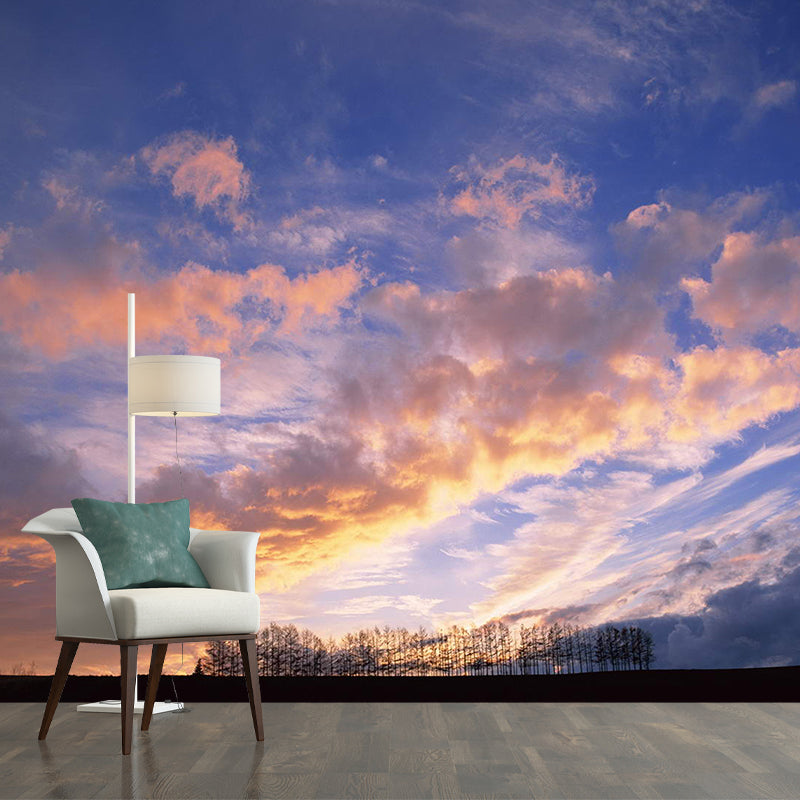 Modern Scenery Evening Clouds Mural Pastel Color Water-Proof Wall Art for Bedroom Clearhalo 'Wall Decor' 'Wall Mural' 1957112