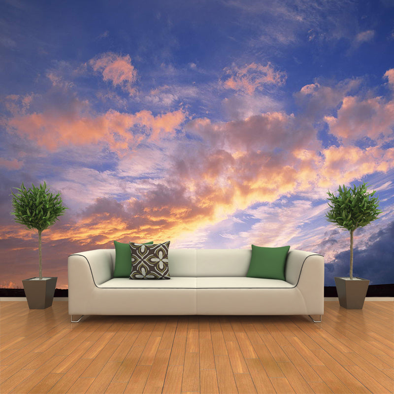 Modern Scenery Evening Clouds Mural Pastel Color Water-Proof Wall Art for Bedroom Clearhalo 'Wall Decor' 'Wall Mural' 1957113