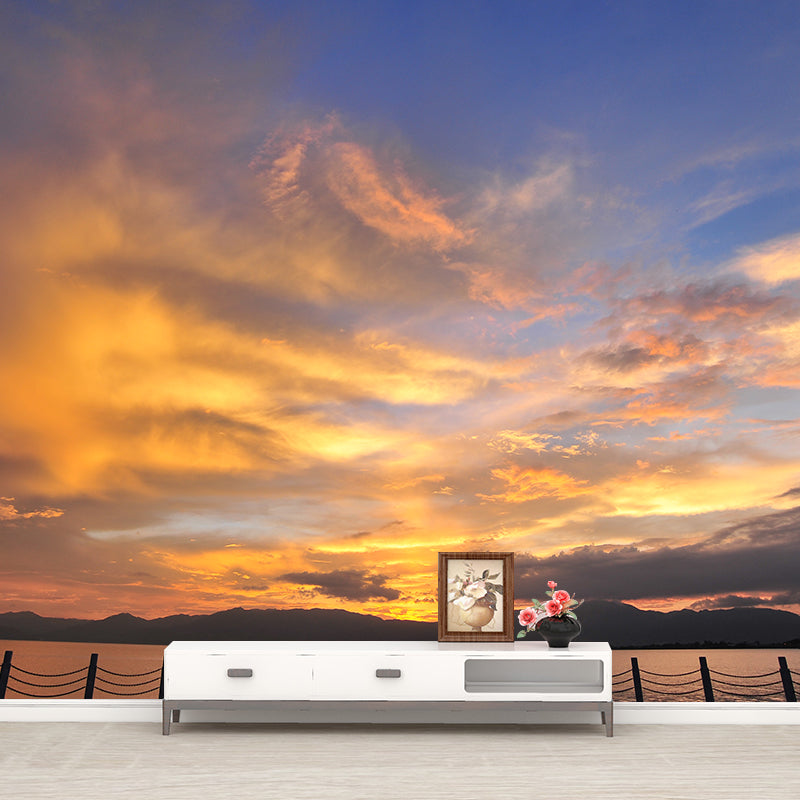 Modern Scenery Evening Clouds Mural Pastel Color Water-Proof Wall Art for Bedroom Clearhalo 'Wall Decor' 'Wall Mural' 1957118