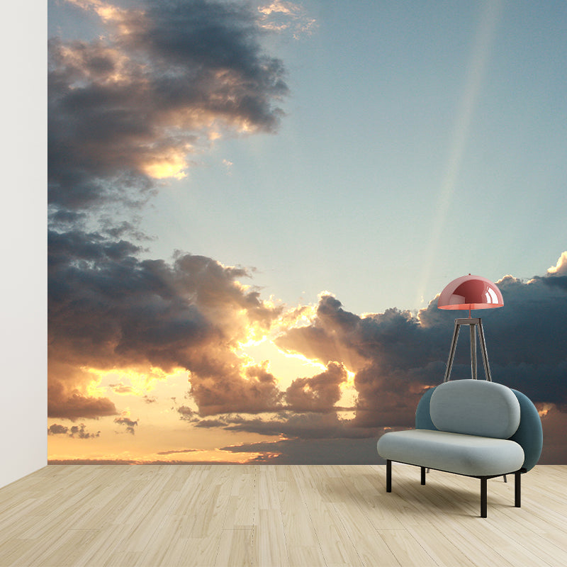 Modern Scenery Evening Clouds Mural Pastel Color Water-Proof Wall Art for Bedroom Clearhalo 'Wall Decor' 'Wall Mural' 1957122