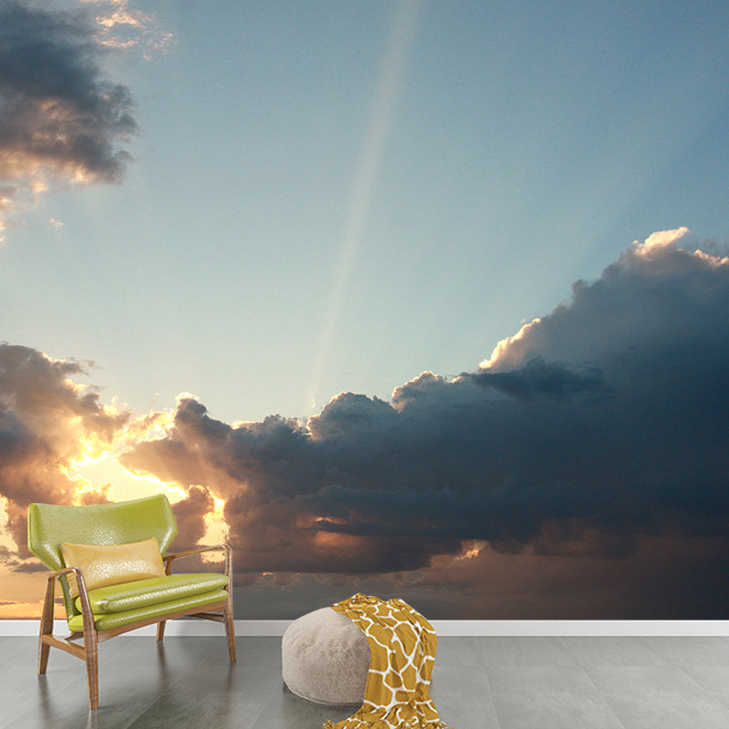 Modern Scenery Evening Clouds Mural Pastel Color Water-Proof Wall Art for Bedroom Clearhalo 'Wall Decor' 'Wall Mural' 1957123