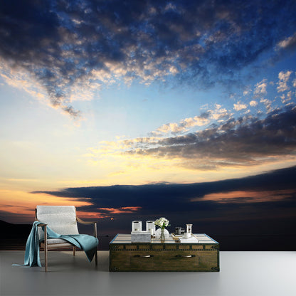 Modern Scenery Evening Clouds Mural Pastel Color Water-Proof Wall Art for Bedroom Dark Gray Clearhalo 'Wall Decor' 'Wall Mural' 1957126