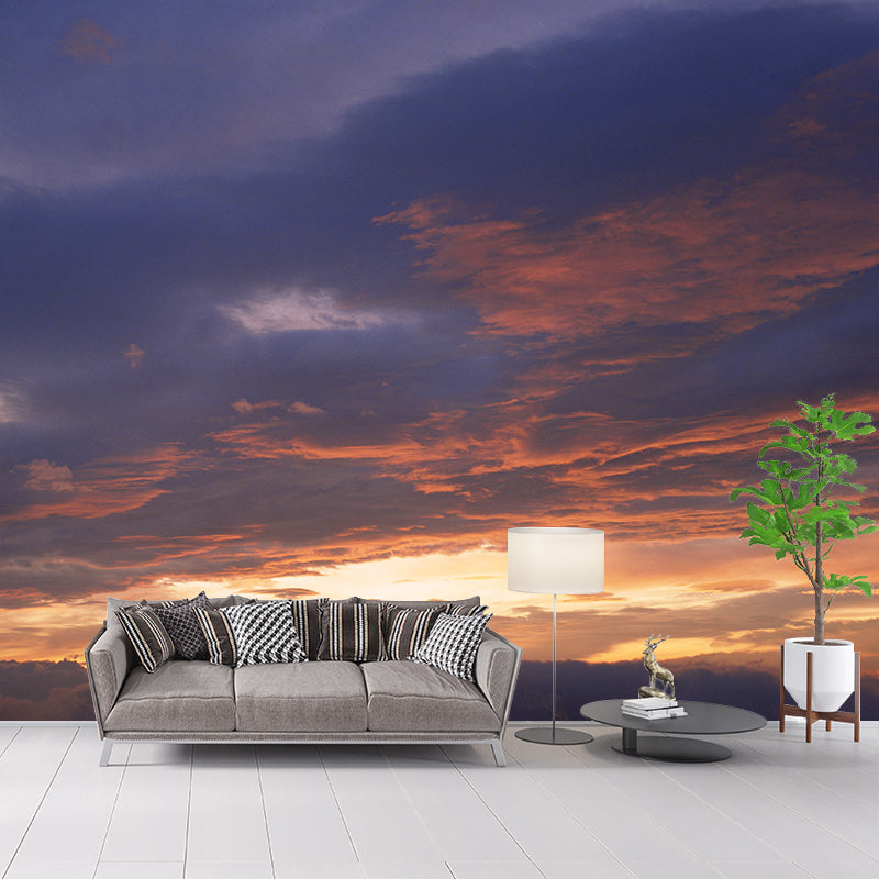 Splendid Evening Glow Mural Wallpaper for Living Room, Dark Color, Personalized Size Light Purple Clearhalo 'Wall Decor' 'Wall Mural' 1957156