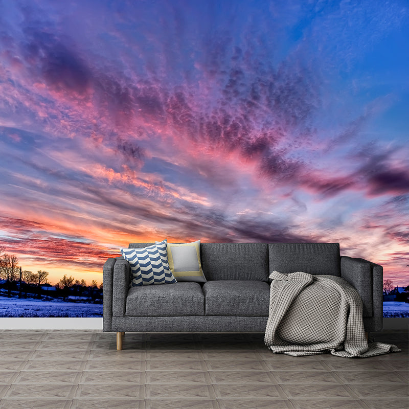 Splendid Evening Glow Mural Wallpaper for Living Room, Dark Color, Personalized Size Clearhalo 'Wall Decor' 'Wall Mural' 1957173