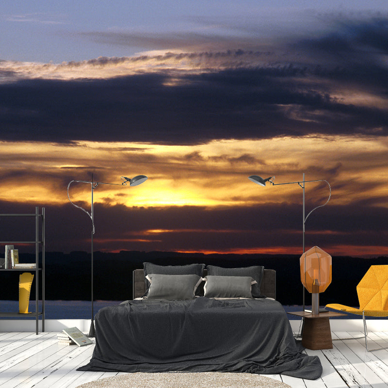 Splendid Evening Glow Mural Wallpaper for Living Room, Dark Color, Personalized Size Clearhalo 'Wall Decor' 'Wall Mural' 1957177