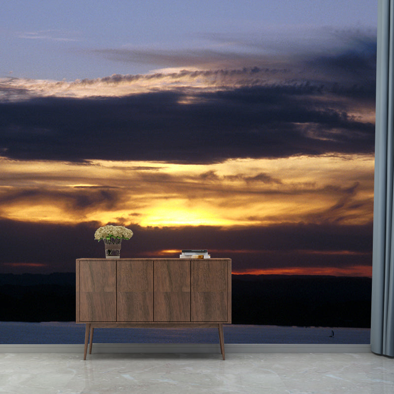 Splendid Evening Glow Mural Wallpaper for Living Room, Dark Color, Personalized Size Clearhalo 'Wall Decor' 'Wall Mural' 1957178