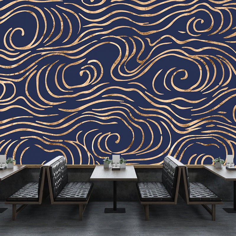 Non-Woven Home Decor Mural Wallpaper Modern Clouding Pattern Wall Covering, Customised Dark Blue Clearhalo 'Wall Decor' 'Wall Mural' 1957181