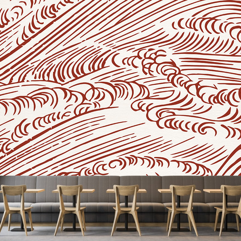 Non-Woven Home Decor Mural Wallpaper Modern Clouding Pattern Wall Covering, Customised Light Red Clearhalo 'Wall Decor' 'Wall Mural' 1957186