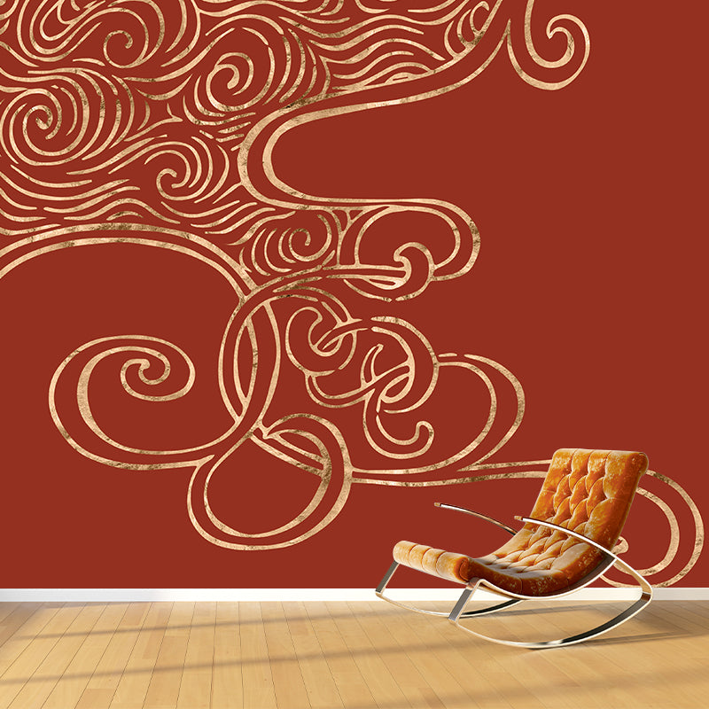 Non-Woven Home Decor Mural Wallpaper Modern Clouding Pattern Wall Covering, Customised Red Clearhalo 'Wall Decor' 'Wall Mural' 1957191