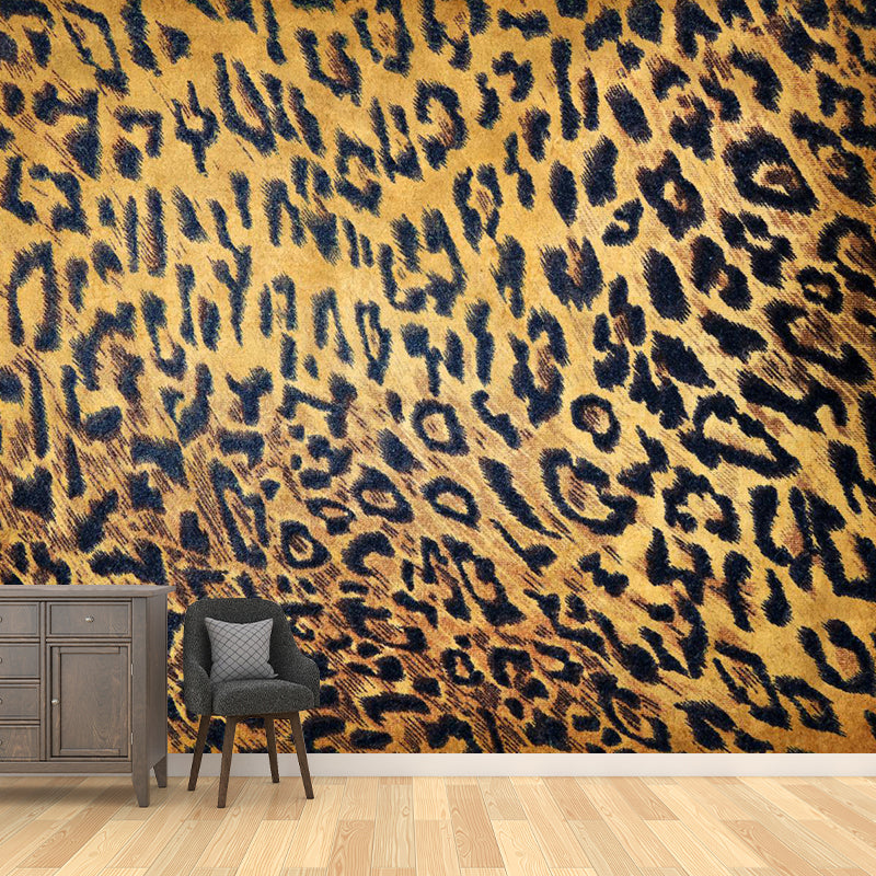 Pastel Color Leopard Print Mural Wallpaper Modern Stain-Proof Wall Decor for Rest Room Yellow Clearhalo 'Wall Decor' 'Wall Mural' 1957236