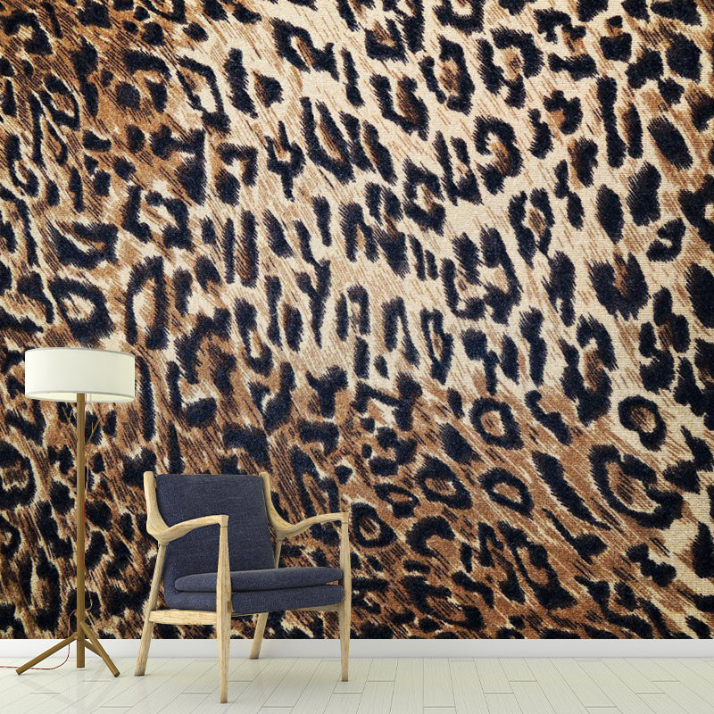 Pastel Color Leopard Print Mural Wallpaper Modern Stain-Proof Wall Decor for Rest Room Dark Brown Clearhalo 'Wall Decor' 'Wall Mural' 1957241