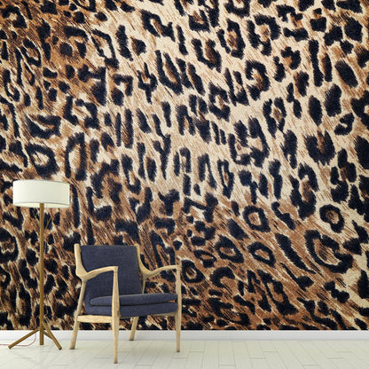 Pastel Color Leopard Print Mural Wallpaper Modern Stain-Proof Wall Decor for Rest Room Dark Brown Clearhalo 'Wall Decor' 'Wall Mural' 1957241