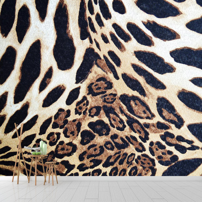 Pastel Color Leopard Print Mural Wallpaper Modern Stain-Proof Wall Decor for Rest Room Brown Clearhalo 'Wall Decor' 'Wall Mural' 1957246