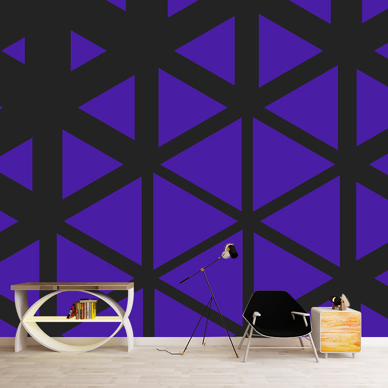 Novel Geometric Pattern Wall Mural Modern Non-Woven Textured Wall Decor in Soft Color Purple Clearhalo 'Wall Decor' 'Wall Mural' 1957341