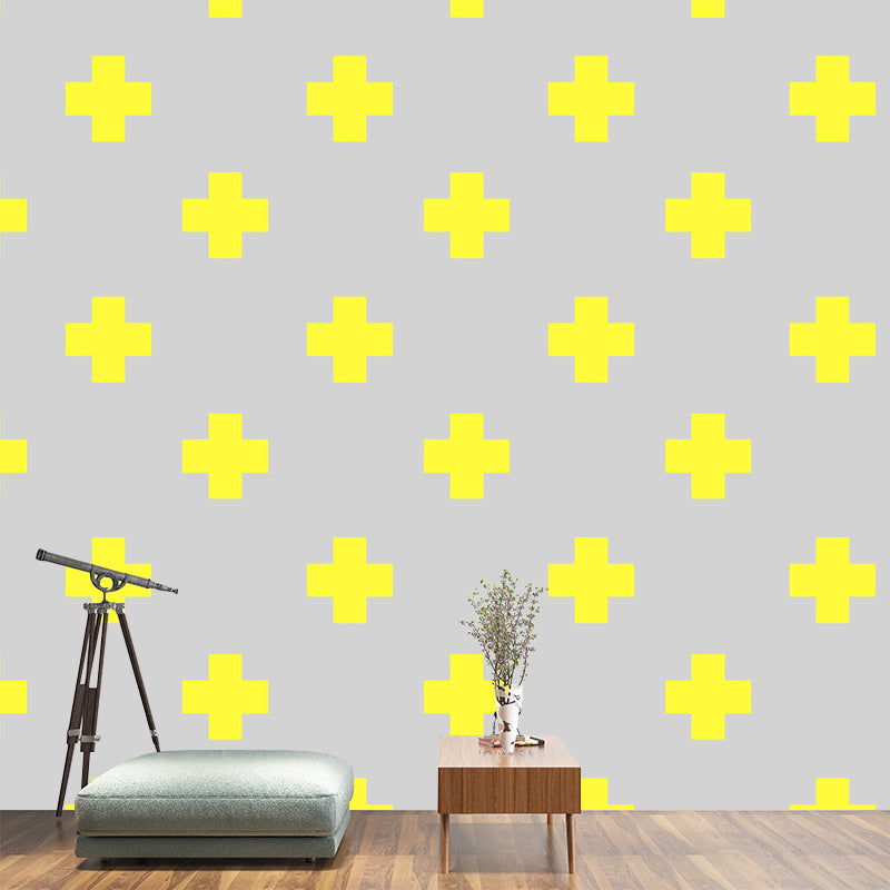 Extra Large Geometry Mural Light Color Non-Woven Wall Art for Home Decor, Customised Grey Clearhalo 'Wall Decor' 'Wall Mural' 1957361