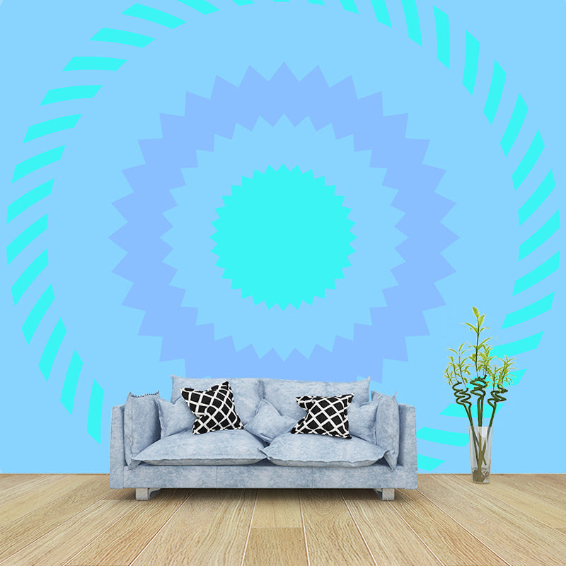 Extra Large Geometry Mural Light Color Non-Woven Wall Art for Home Decor, Customised Blue Clearhalo 'Wall Decor' 'Wall Mural' 1957366