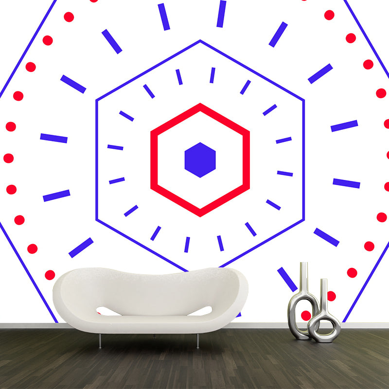 Huge Stylish Graphic Wall Mural Boys Room Geometry Wall Art in Pastel Color, Stain-Proofing White Clearhalo 'Wall Decor' 'Wall Mural' 1957381