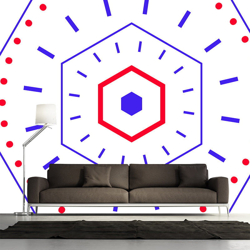 Huge Stylish Graphic Wall Mural Boys Room Geometry Wall Art in Pastel Color, Stain-Proofing Clearhalo 'Wall Decor' 'Wall Mural' 1957382