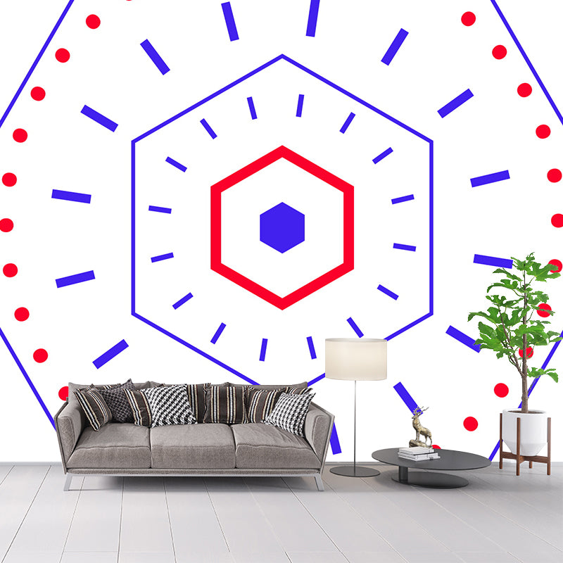 Huge Stylish Graphic Wall Mural Boys Room Geometry Wall Art in Pastel Color, Stain-Proofing Clearhalo 'Wall Decor' 'Wall Mural' 1957383