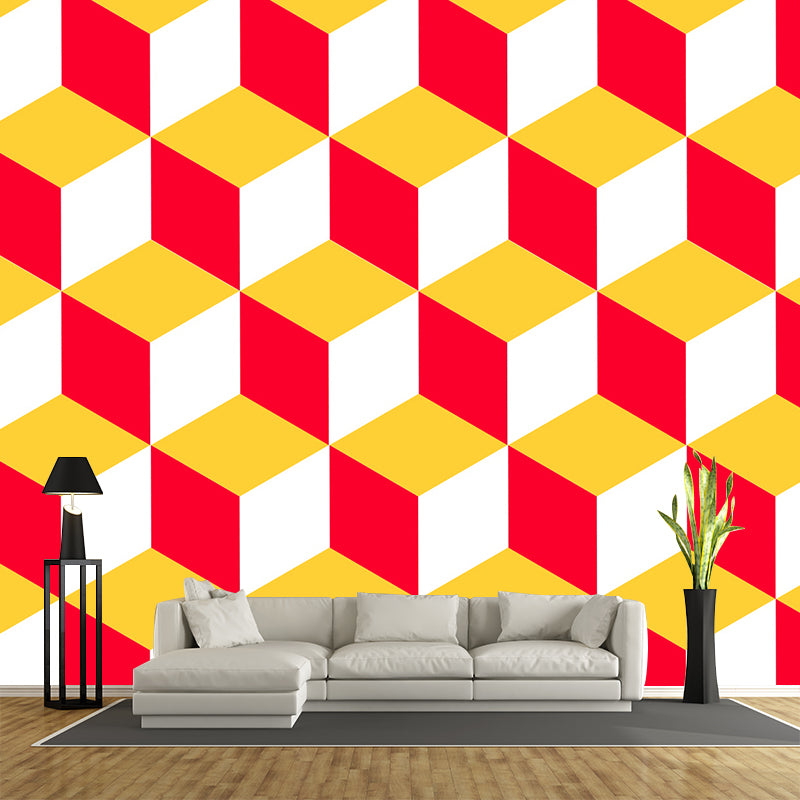 Huge Stylish Graphic Wall Mural Boys Room Geometry Wall Art in Pastel Color, Stain-Proofing Clearhalo 'Wall Decor' 'Wall Mural' 1957387