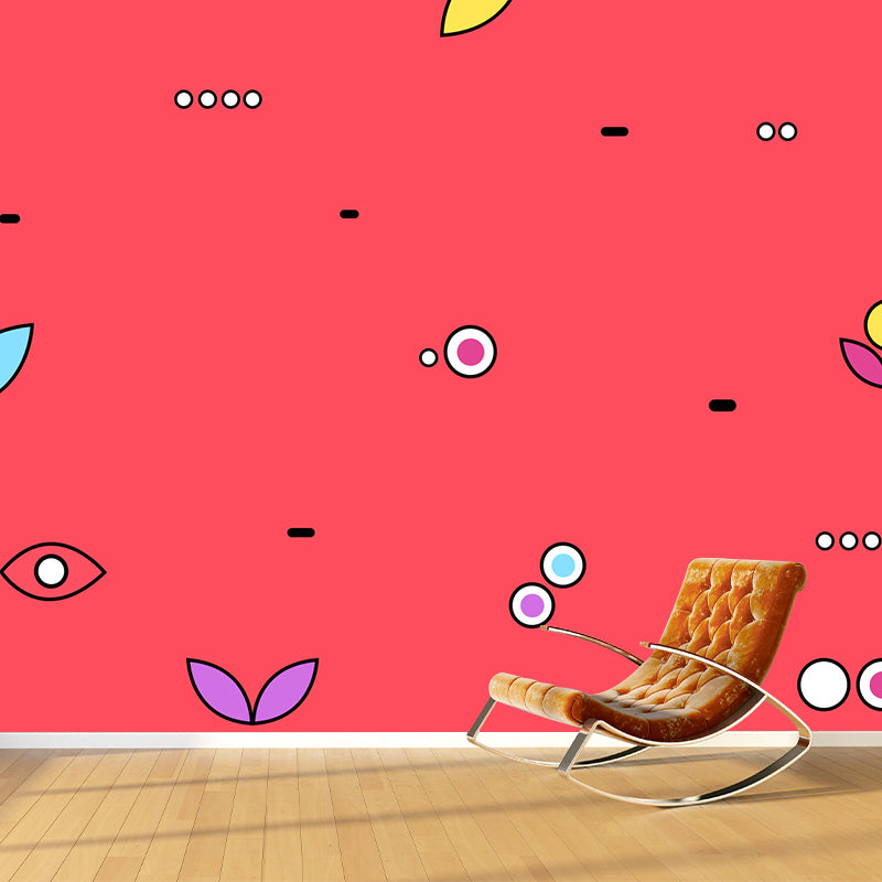 Fashionable Print Mural Decal Geometry Non-Woven Textured Wall Covering in Soft Color Red Clearhalo 'Wall Decor' 'Wall Mural' 1957406