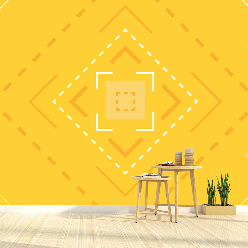 Fashionable Print Mural Decal Geometry Non-Woven Textured Wall Covering in Soft Color Yellow Clearhalo 'Wall Decor' 'Wall Mural' 1957416