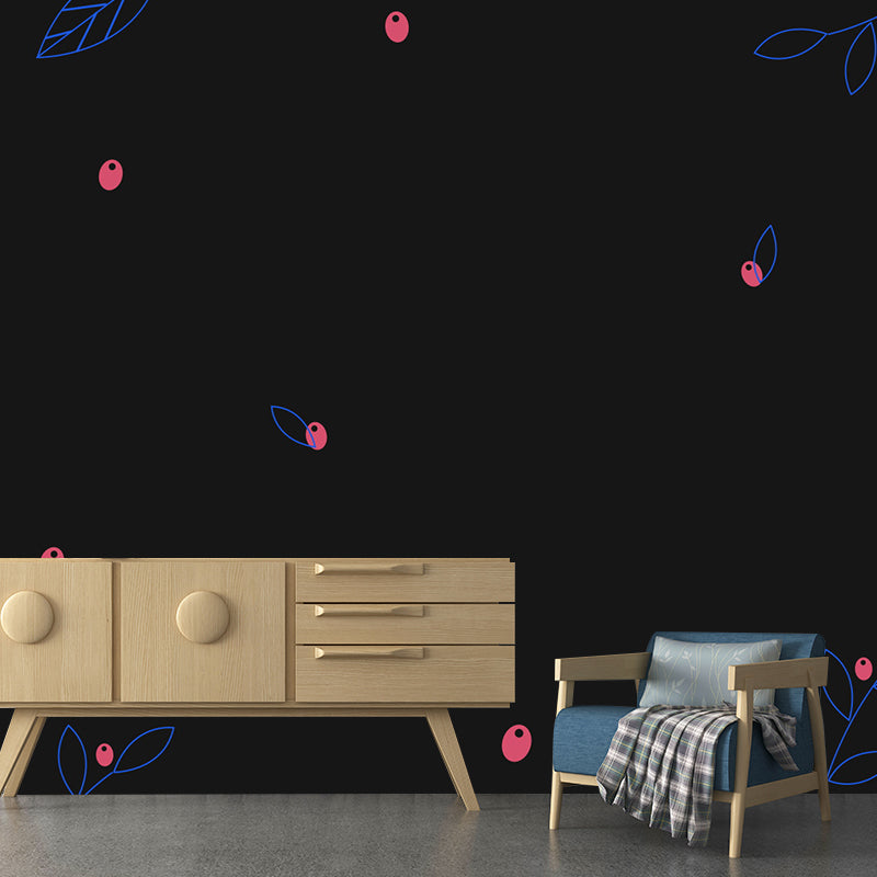 Fashionable Print Mural Decal Geometry Non-Woven Textured Wall Covering in Soft Color Black Clearhalo 'Wall Decor' 'Wall Mural' 1957421