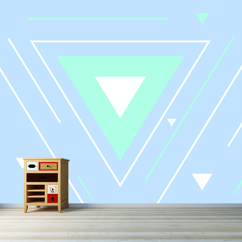 Fancy Geometric Pattern Mural Wallpaper Modern Non-Woven Wall Decor, Made to Measure Light Blue Clearhalo 'Wall Decor' 'Wall Mural' 1957431