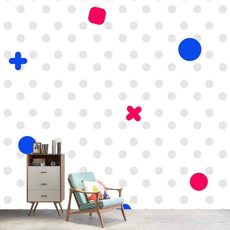 Fancy Geometric Pattern Mural Wallpaper Modern Non-Woven Wall Decor, Made to Measure White Clearhalo 'Wall Decor' 'Wall Mural' 1957441