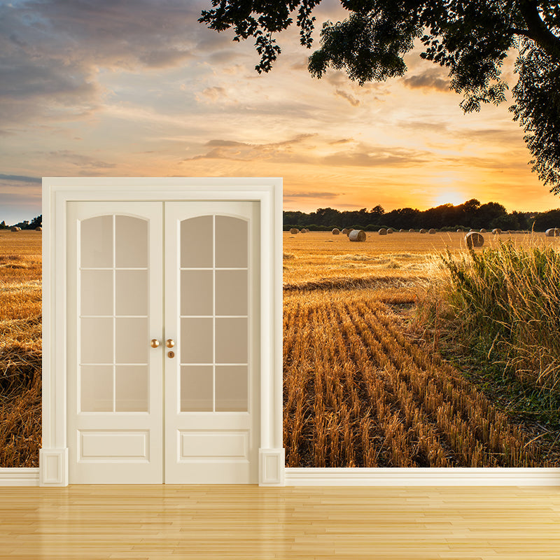 Vast Cornfield Wall Mural Contemporary Decorative Kitchen Wall Art, Custom Size Available Clearhalo 'Wall Decor' 'Wall Mural' 1957477