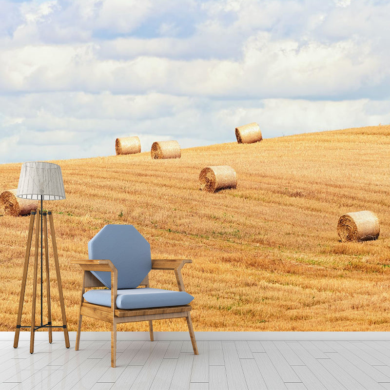 Cornfield Scenery Mural Wallpaper Pastel Color Modern Wall Covering for Drawing Room Clearhalo 'Wall Decor' 'Wall Mural' 1957482