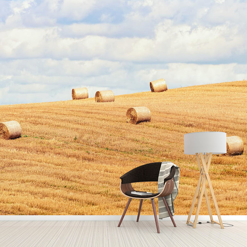 Cornfield Scenery Mural Wallpaper Pastel Color Modern Wall Covering for Drawing Room Clearhalo 'Wall Decor' 'Wall Mural' 1957483