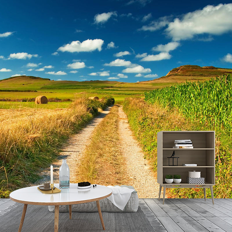 Cornfield Scenery Mural Wallpaper Pastel Color Modern Wall Covering for Drawing Room Clearhalo 'Wall Decor' 'Wall Mural' 1957487