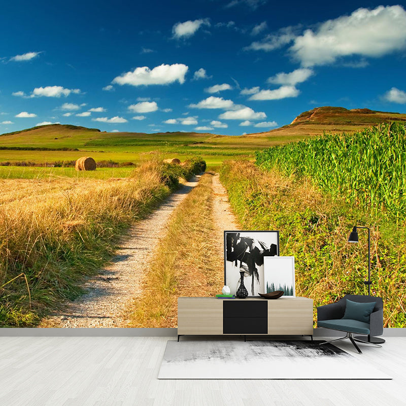 Cornfield Scenery Mural Wallpaper Pastel Color Modern Wall Covering for Drawing Room Clearhalo 'Wall Decor' 'Wall Mural' 1957488