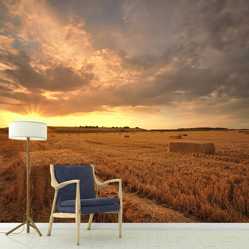 Cornfield Scenery Mural Wallpaper Pastel Color Modern Wall Covering for Drawing Room Clearhalo 'Wall Decor' 'Wall Mural' 1957492