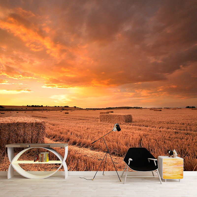 Cornfield Scenery Mural Wallpaper Pastel Color Modern Wall Covering for Drawing Room Clearhalo 'Wall Decor' 'Wall Mural' 1957497