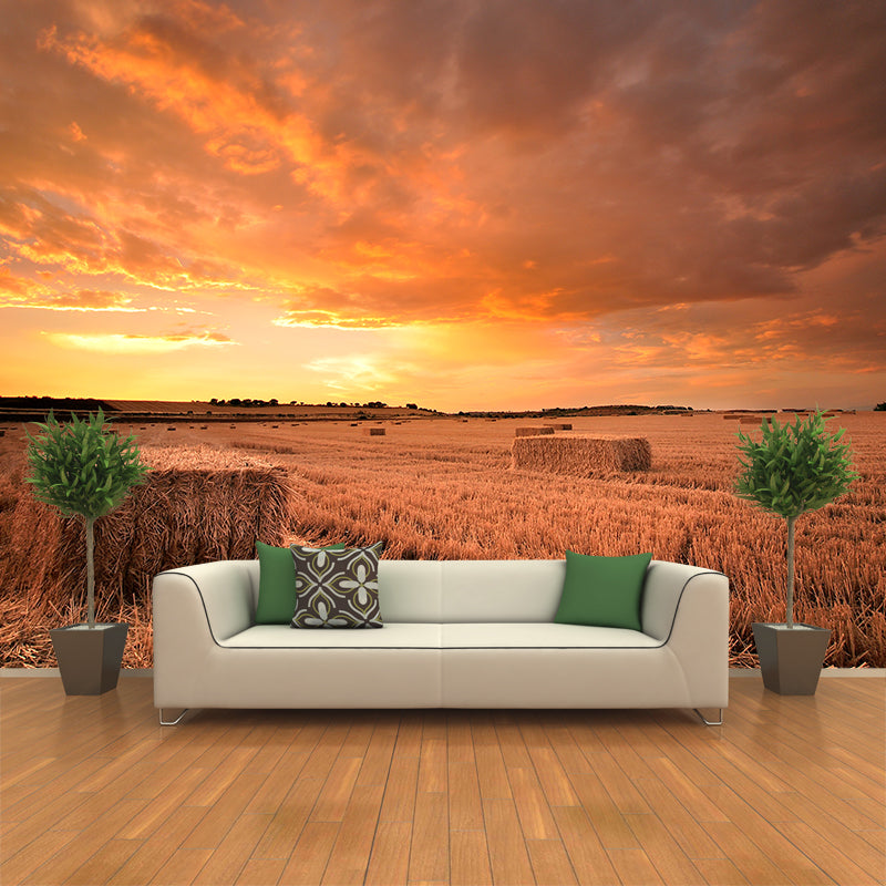 Cornfield Scenery Mural Wallpaper Pastel Color Modern Wall Covering for Drawing Room Clearhalo 'Wall Decor' 'Wall Mural' 1957498