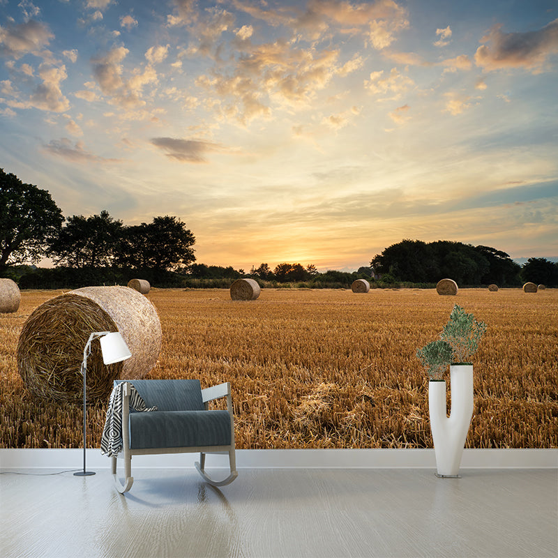 Modern Wheat Field Mural Decal Light Color Stain-Proofing Wall Decor for Sitting Room Clearhalo 'Wall Decor' 'Wall Mural' 1957513