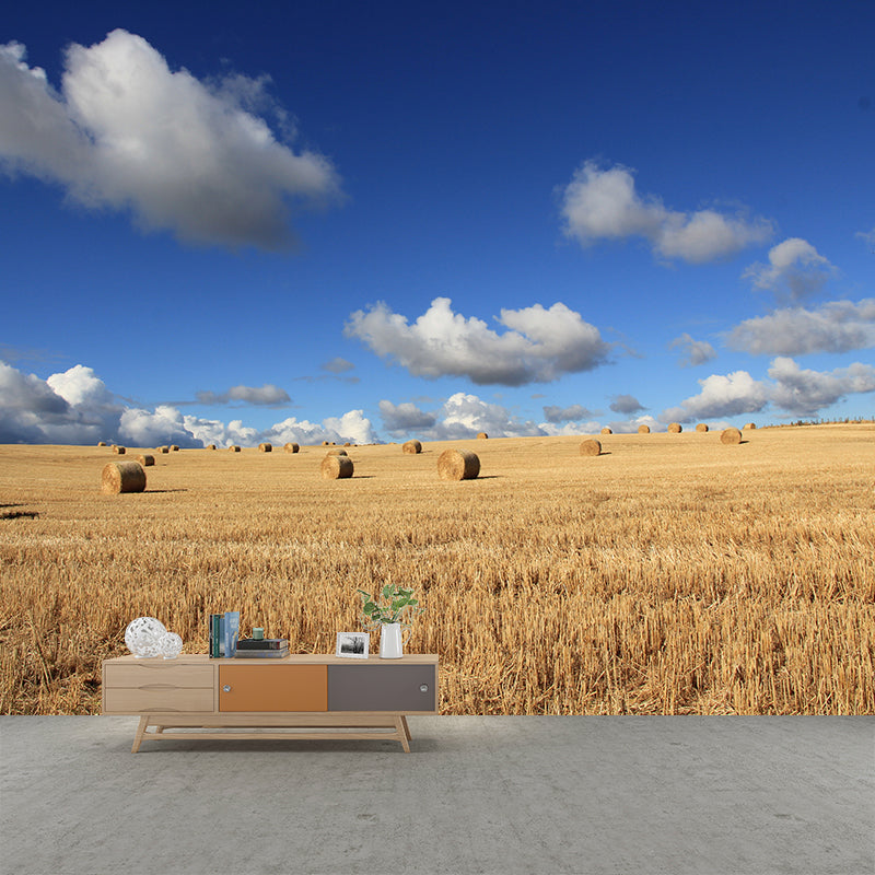 Modern Wheat Field Mural Decal Light Color Stain-Proofing Wall Decor for Sitting Room Clearhalo 'Wall Decor' 'Wall Mural' 1957517
