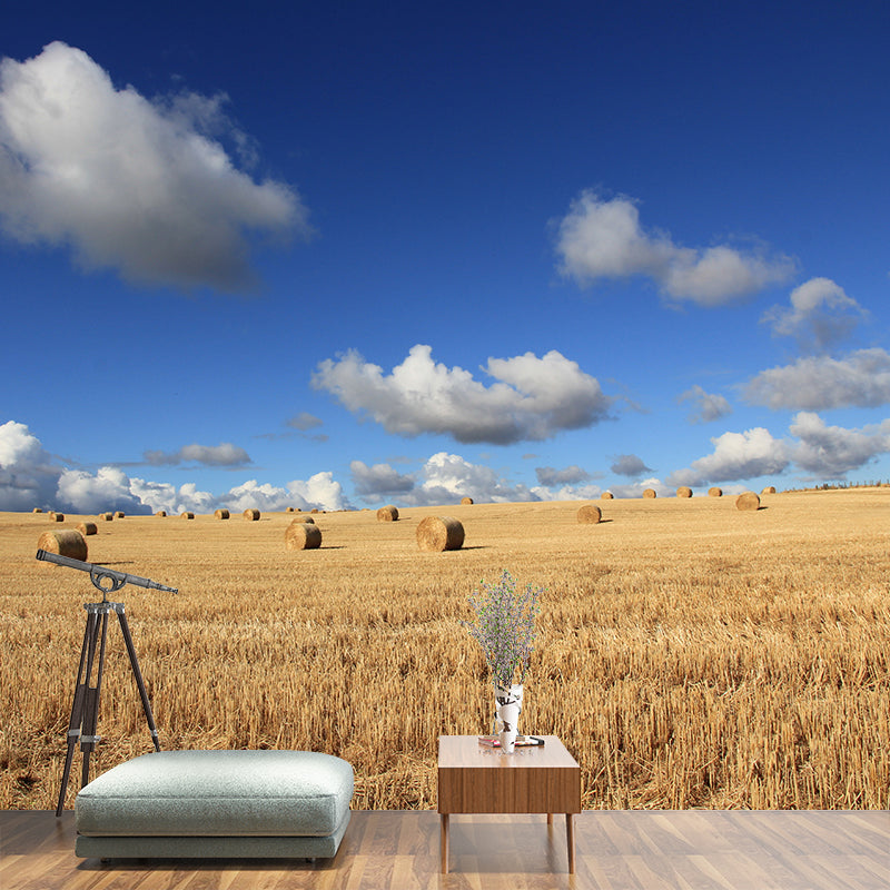 Modern Wheat Field Mural Decal Light Color Stain-Proofing Wall Decor for Sitting Room Clearhalo 'Wall Decor' 'Wall Mural' 1957518
