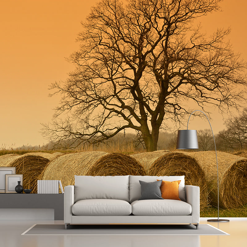 Modern Wheat Field Mural Decal Light Color Stain-Proofing Wall Decor for Sitting Room Brown Clearhalo 'Wall Decor' 'Wall Mural' 1957521
